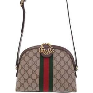 Gucci Ophidia Shoulder Bag Beige Ebony GG Supreme Canvas Brown